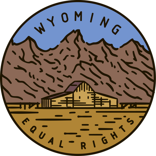 Vintage vector round label. Wyoming. Rocky Mountains.